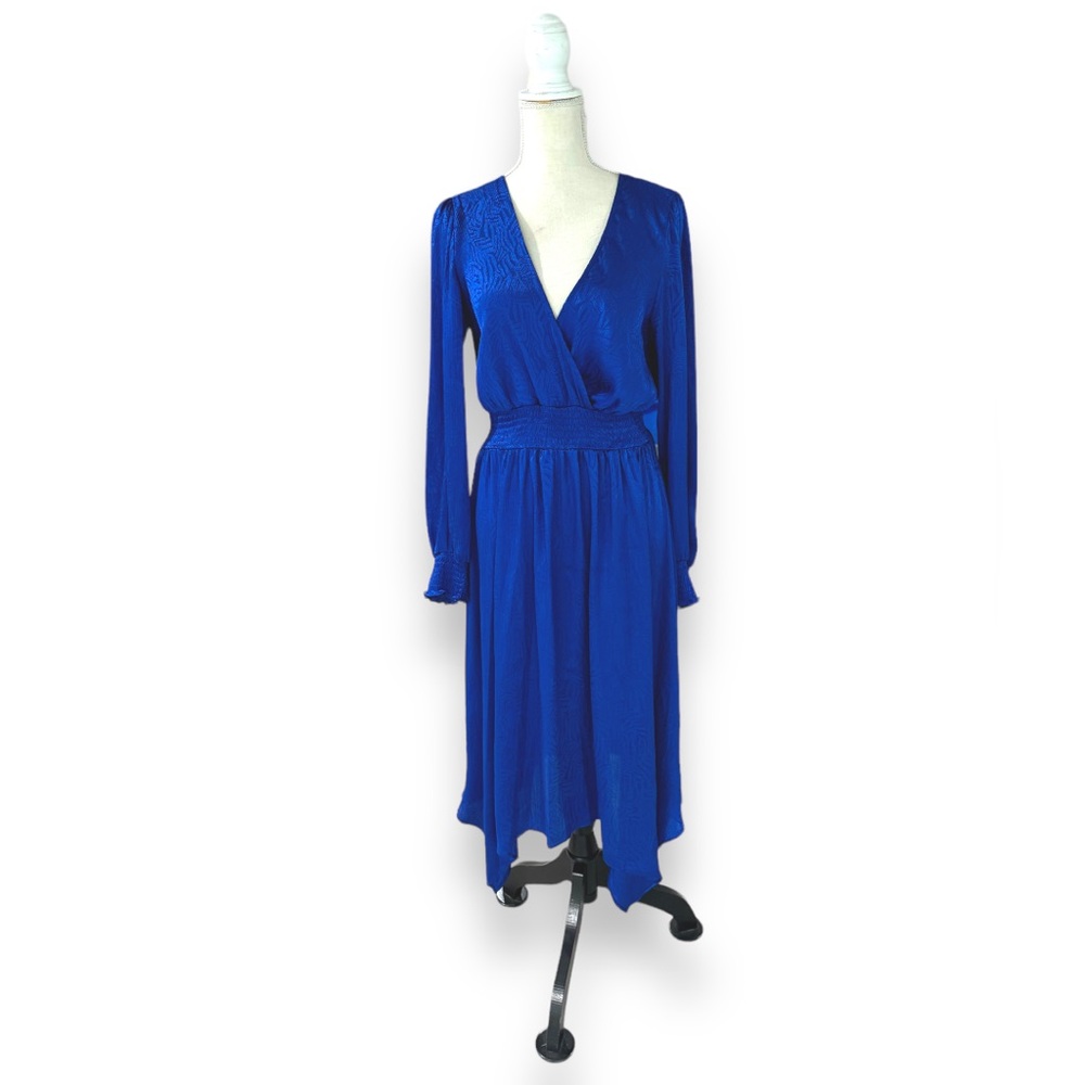 Michael Michael Kors Women's Fractal Zebra Handkerchief Hem Dress Blue Size